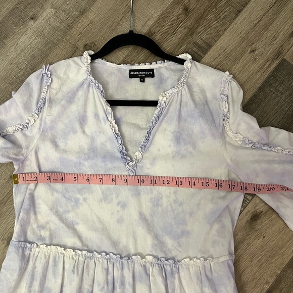 Generation Love lilac tie dye mini dress with ruffle details and tiers sz M EUC - Picture 8 of 11